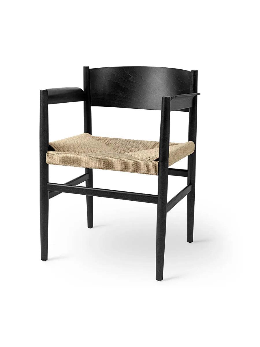 Nestor Armstuhl, schwarz Buche mit natur Geflecht von Mater - 1 - Jacobsen Plus