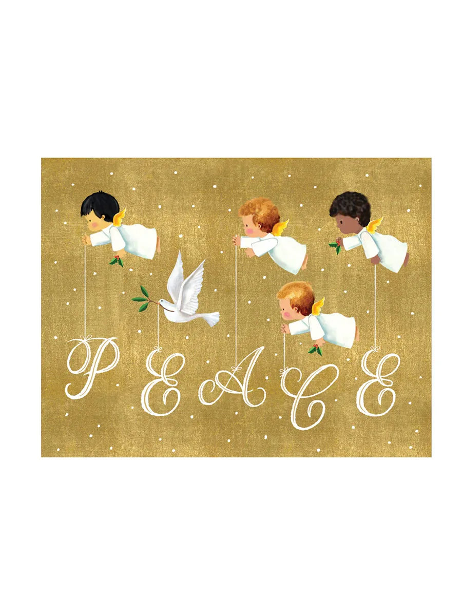 Weihnachtskarte, Baby-Engel und Friedens-Taube von Caspari - 1 - Jacobsen Plus