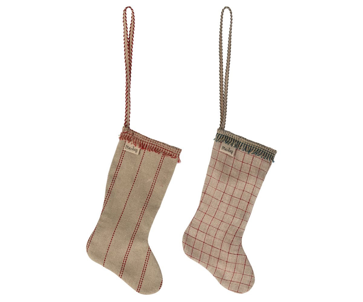 Stocking Ornament - Strumpf m/Karo + Strumpf m/Streifen von Maileg - 1 - Jacobsen Plus