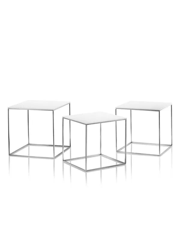 PK71 Tische, 3 Stk. von Poul Kjærholm - Weiße Acryl-Arbeitsplatte - Jacobsen Plus