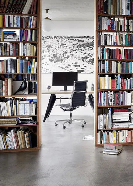 Aluminium Chair EA 119 Bürostuhl, schwarz Leder von Vitra - 2 - Jacobsen Plus