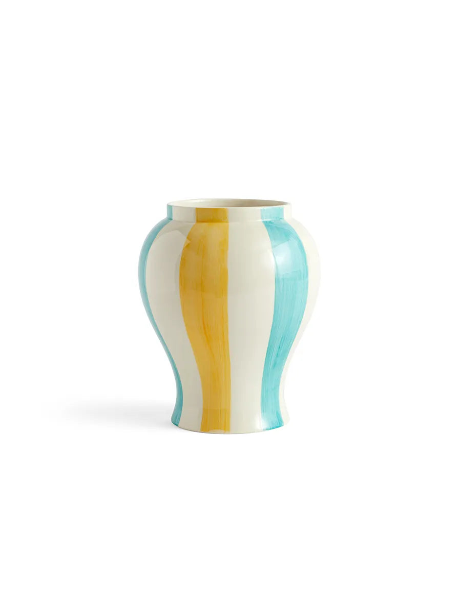 Sobremesa stripe Vase von HAY - Grün und Gelb / Large - Jacobsen Plus