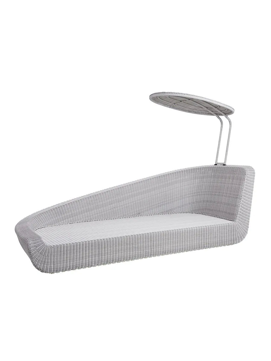 Savannah Daybed, rechts in Weiß/Grau von Cane-line - Kein Kissen - Jacobsen Plus