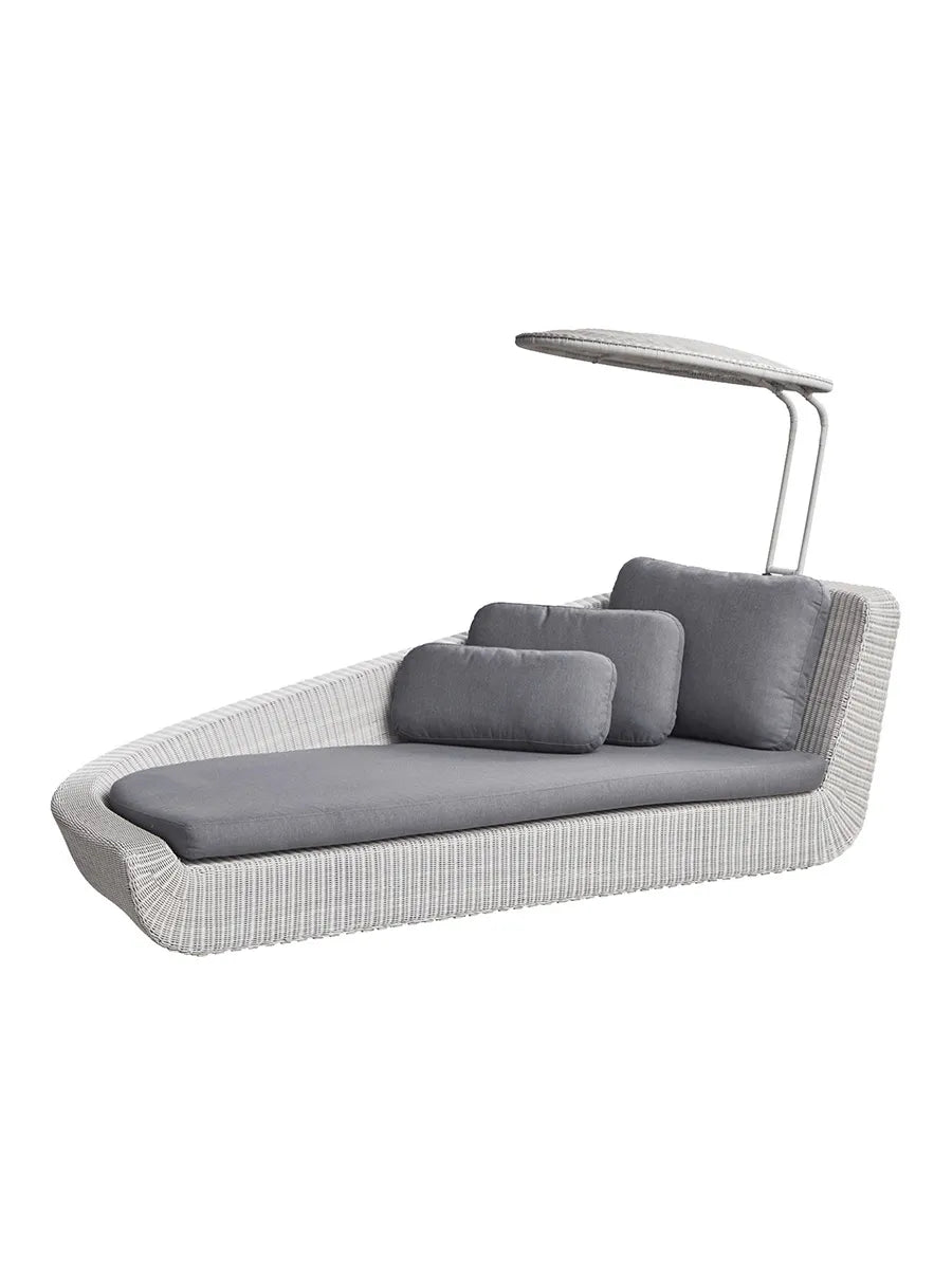 Savannah Daybed, rechts in Weiß/Grau von Cane-line - Grau, Cane-line Natte Kissen - Jacobsen Plus