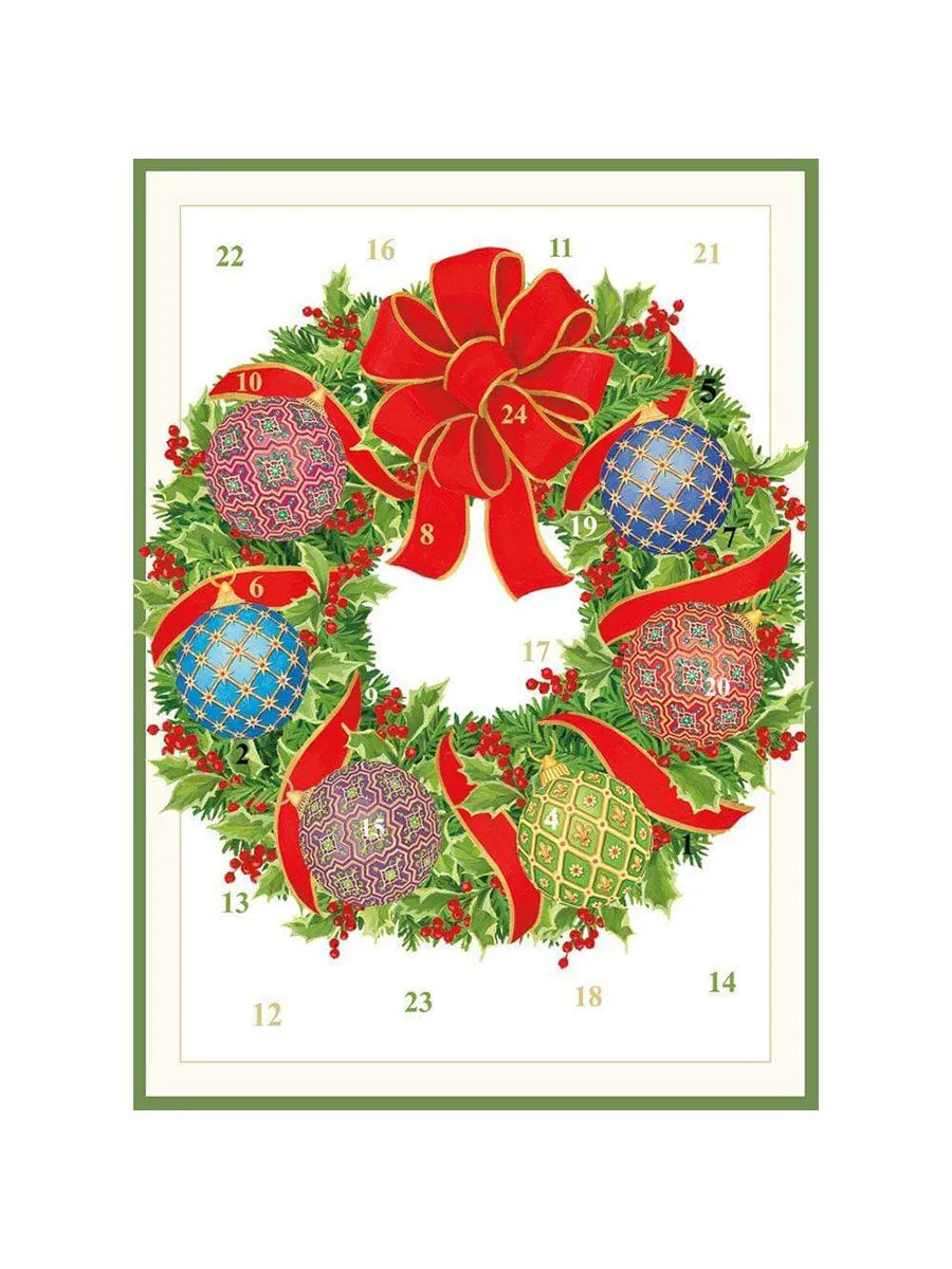 Weihnachtskarte mit 24 Türchen, Weihnachtskranz von Caspari - 1 - Jacobsen Plus