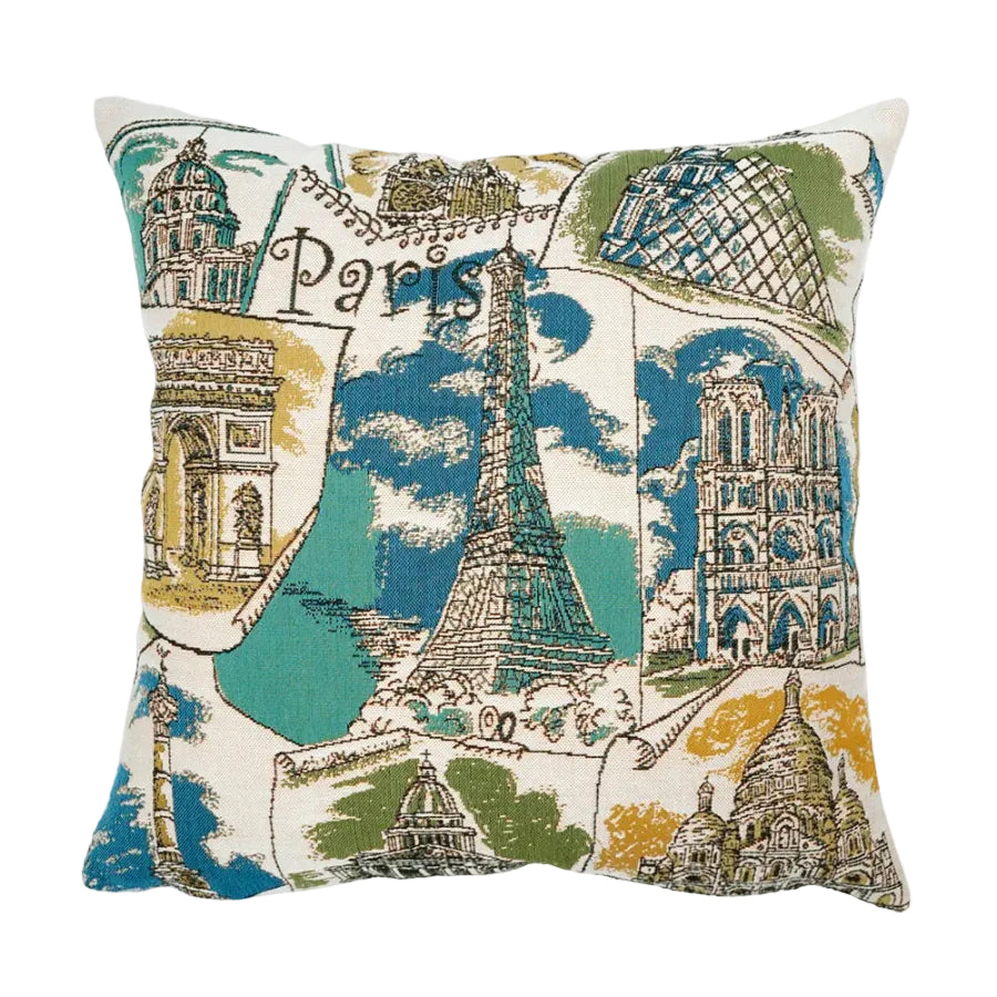 Paris Mon Amour, blaues Kissen von Poulin Design - 1 - Jacobsen Plus