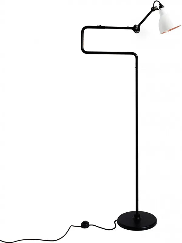Nr. 411 gulvlampe fra Lampe Gras - Mathvid-kobber inderside - Jacobsen Plus