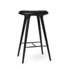 High Stool, Schwarz Buche, Schwarz Ultra Leder, 74 cm, hoher Barhocker von Mater