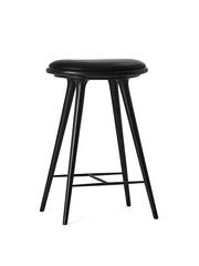 High Stool, schwarz Buche, schwarz Ultra Leder, 69 cm, niedriger Barhocker von Mater