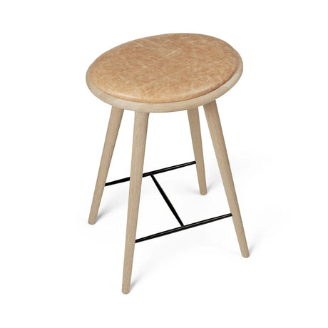 High Stool, seifenbehandelt Eiche, Pista Sand Leder, 69 cm, niedriger Barhocker von Mater - 4 - Jacobsen Plus