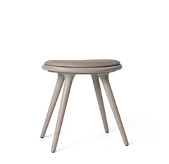 Low Stool, graue Buche, Nuance Burned Grey Leder, 47 cm Hocker fra Mater