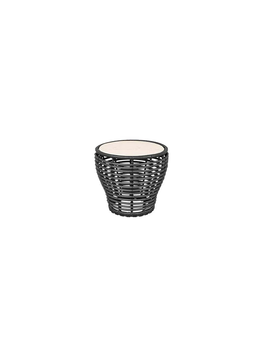 Basket Sofabord fra Cane-line - Lille - H45 x Ø50 cm / Graphite-Travertine look - Jacobsen Plus