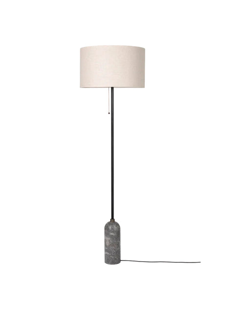 Gravity Stehleuchte, Canvas-Schirm von GUBI - Grauer Marmor - Jacobsen Plus