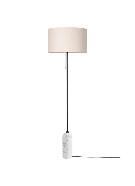 Gravity Stehleuchte, Canvas-Schirm von GUBI - Weißer Marmor - Jacobsen Plus