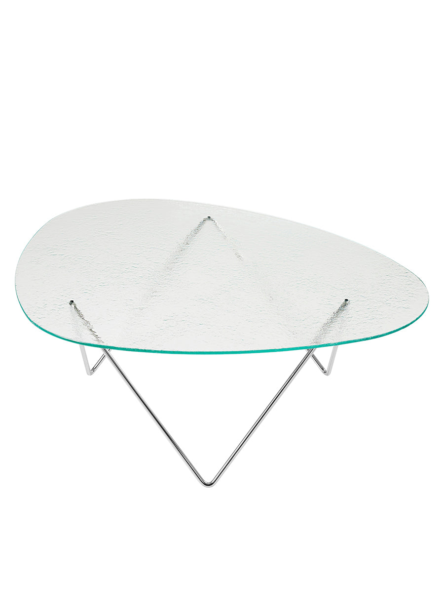 Pedrera Coffee Table, Transparent Structured Glass fra GUBI - Chrome - Jacobsen Plus
