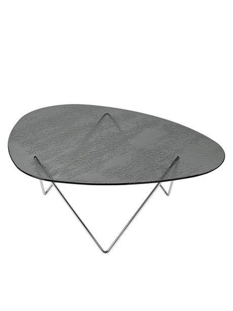 Pedrera Coffee Table, Rauchstrukturiertes Glas von GUBI - Chrome - Jacobsen Plus
