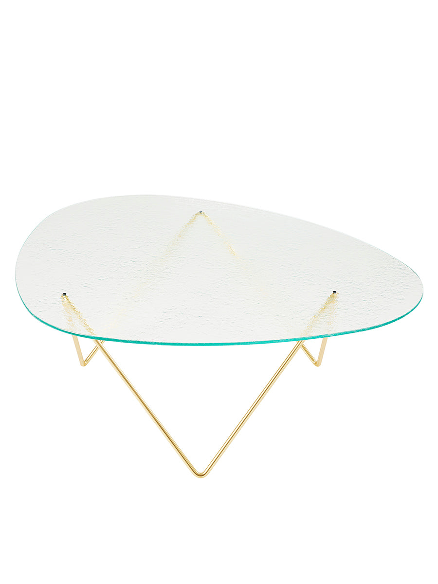 Pedrera Coffee Table, Transparent Structured Glass fra GUBI - Brass - Jacobsen Plus