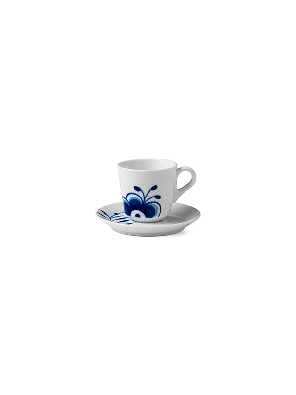 Royal Copenhagen Blå Mega Riflet, Espressokop med underkop 9 cl