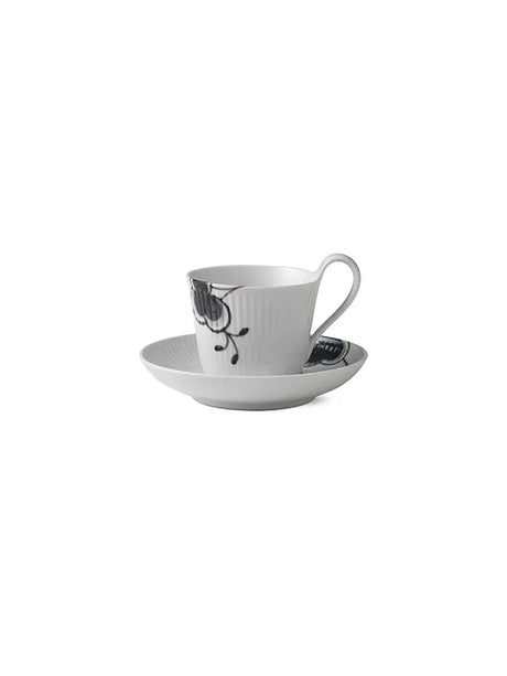 Royal Copenhagen Sort Mega Riflet, hohe Henkel-Tasse mit Untertasse 25 cl - 1 - Jacobsen Plus