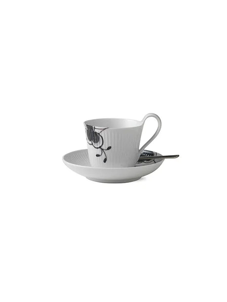 Royal Copenhagen Sort Mega Riflet, hohe Henkel-Tasse mit Untertasse 25 cl - 3 - Jacobsen Plus