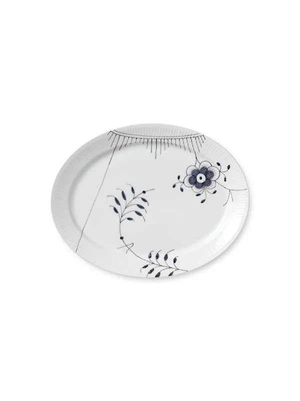 Royal Copenhagen Sort Mega Riflet, ovale Servierplatte 34 cm - 1 - Jacobsen Plus