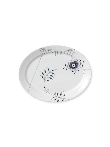 Royal Copenhagen Sort Mega Riflet, ovale Servierplatte 34 cm - 1 - Jacobsen Plus