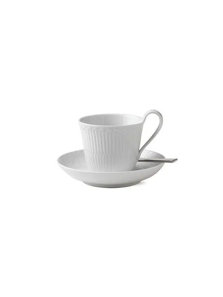 Royal Copenhagen Weiß Halvblonde, Højhankskop mit Untertasse 25 cl - 2 - Jacobsen Plus