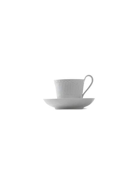 Royal Copenhagen Weiß Halvblonde, Højhankskop mit Untertasse 25 cl - 3 - Jacobsen Plus