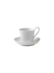 Royal Copenhagen Weiß Halvblonde, Højhankskop mit Untertasse 25 cl
