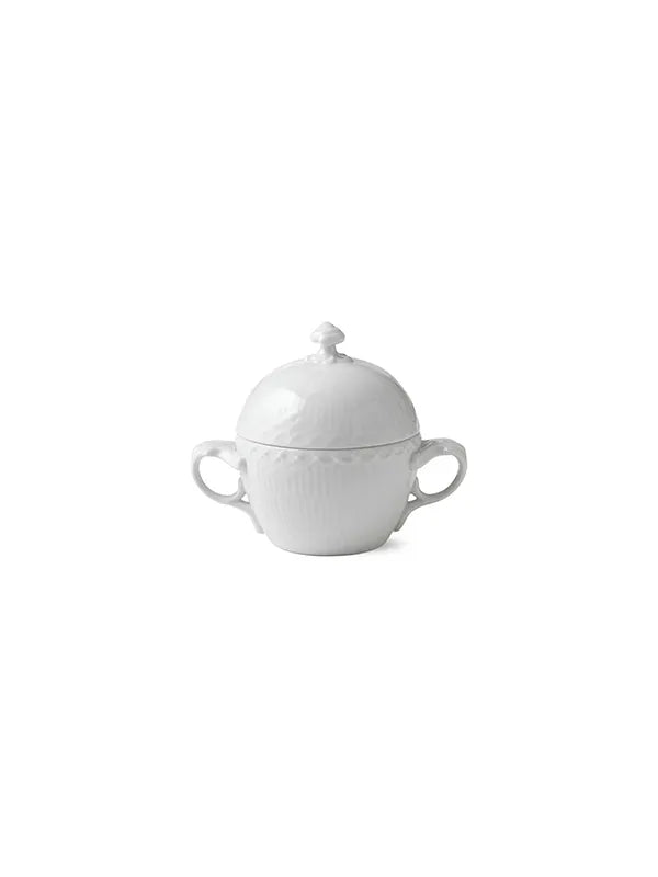 Royal Copenhagen Hvid Halvblonde, sukkerskål med låg 20 cl