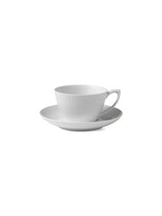Royal Copenhagen Weiß Riflet, kop med untertasse 28 cl