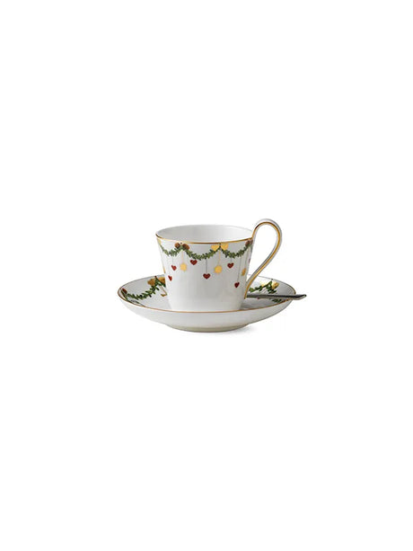 Royal Copenhagen Stjerne Riflet Jul, hohe Henkelteetasse mit Untertasse 24 cl - 3 - Jacobsen Plus