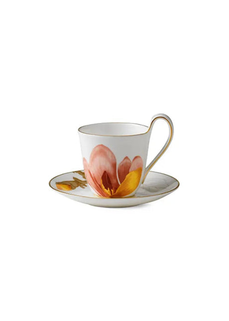 Royal Copenhagen Flora Hochhenkel-Tasse mit Untertasse, Magnolia - 1 - Jacobsen Plus