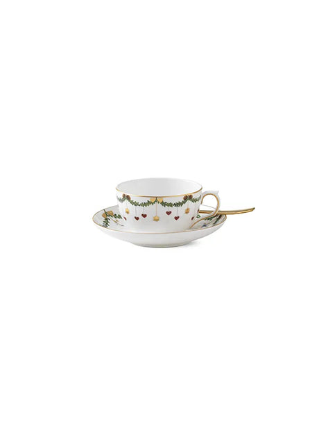 Royal Copenhagen Stjerne Riflet Jul, Tasse mit Untertasse 32 cl - 3 - Jacobsen Plus