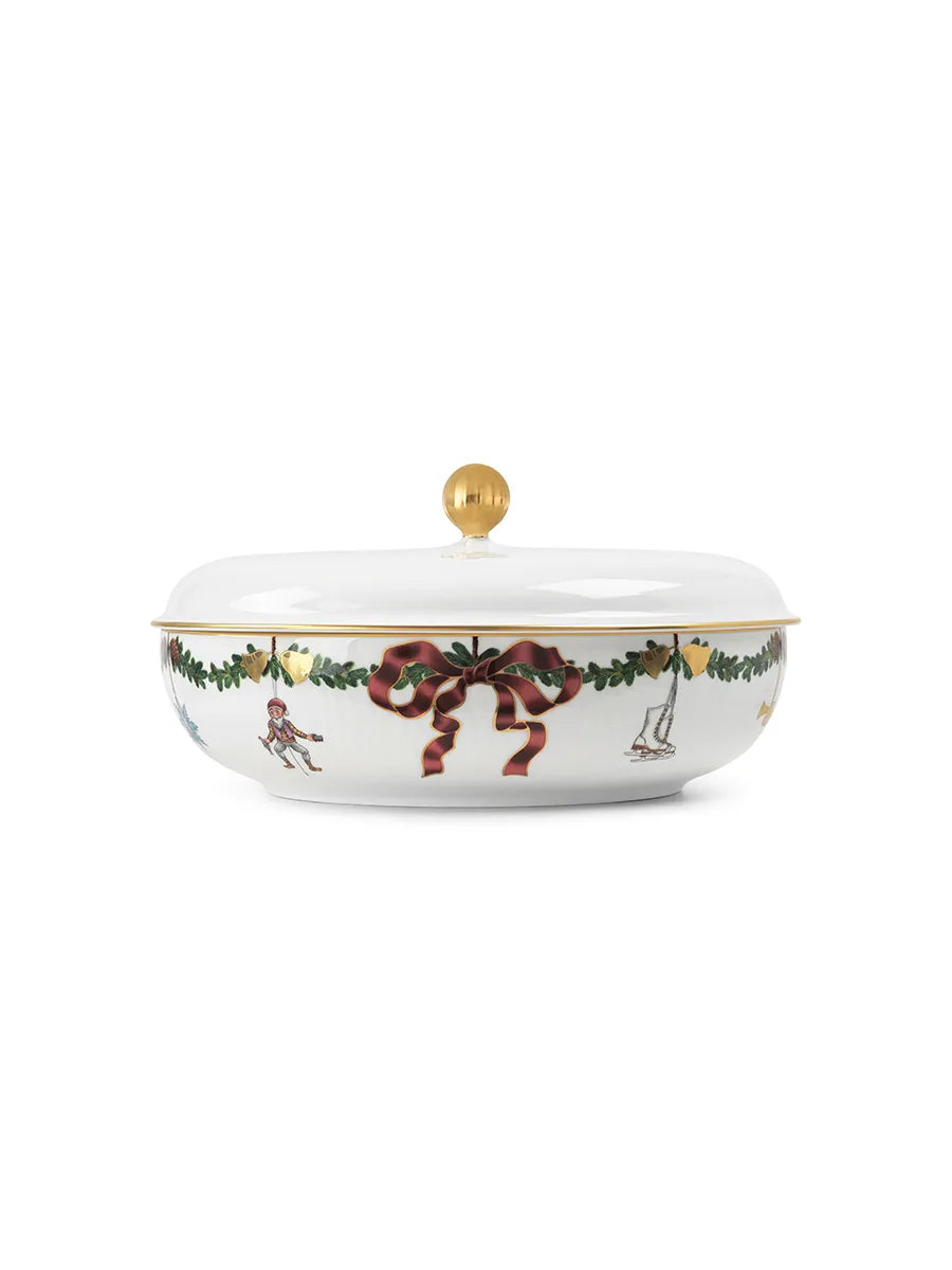Royal Copenhagen Stjerne Riflet Jul, Schale mit Deckel 21 cm - 3 - Jacobsen Plus
