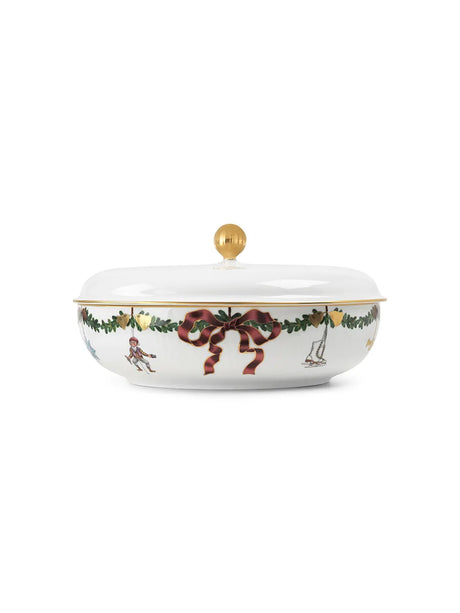 Royal Copenhagen Stjerne Riflet Jul, Schale mit Deckel 21 cm - 3 - Jacobsen Plus