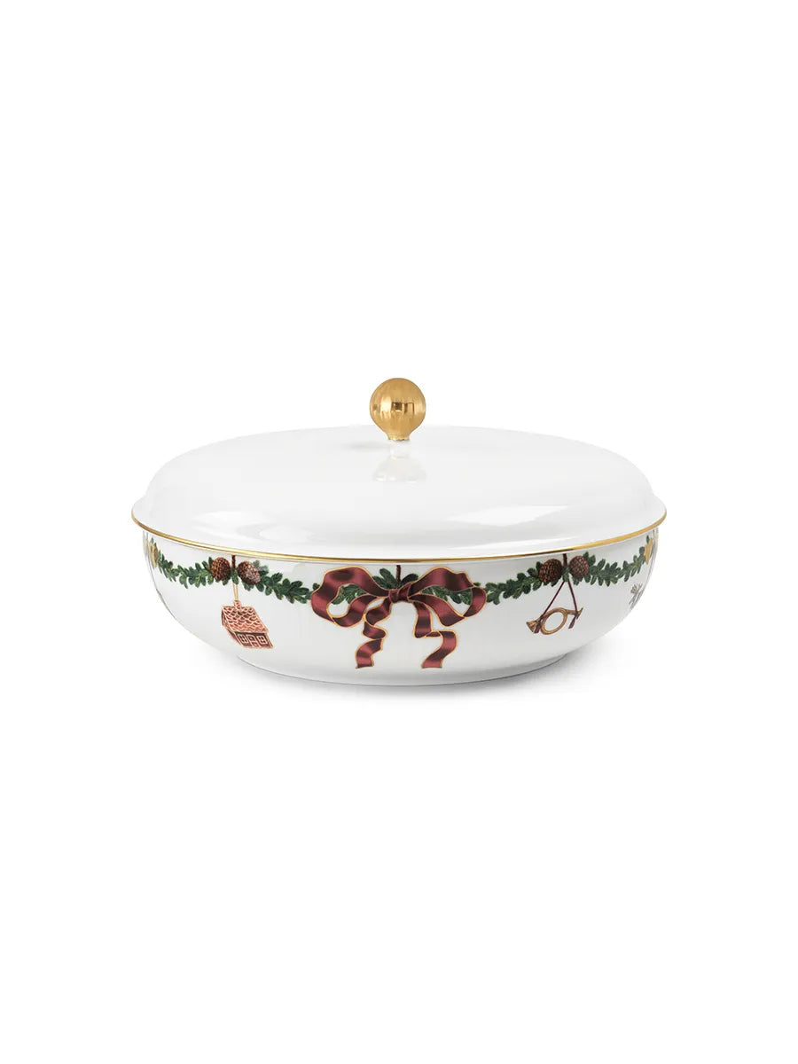 Royal Copenhagen Stjerne Riflet Jul, Schale mit Deckel 21 cm