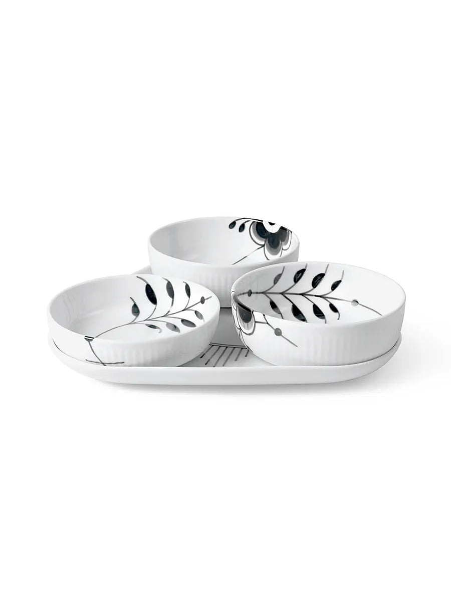 Royal Copenhagen Sort Mega Riflet Servierset, 4 Teile