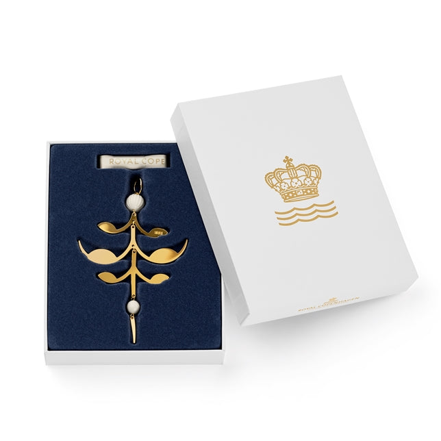Forgyldt juleornament, palmette fra Royal Copenhagen
