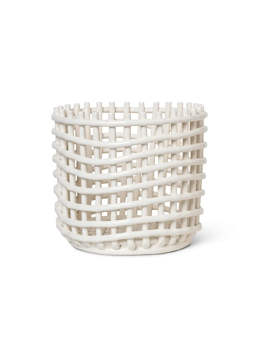 Ceramic Basket, large von Ferm Living - Off-White - Jacobsen Plus