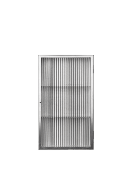 Haze Wall Cabinet, geriffeltes Glas 35x60 von Ferm Living - Edelstahl - Jacobsen Plus