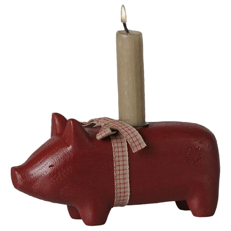Maileg - Kerzenständer Rot Schwein, Medium - 2 - Jacobsen Plus