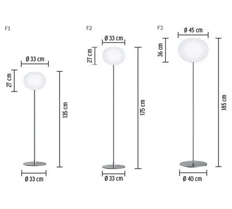 Glo-Ball F, Silver Stehleuchte von Flos - F1: Ø: 330 x H: 1350 mm - Jacobsen Plus