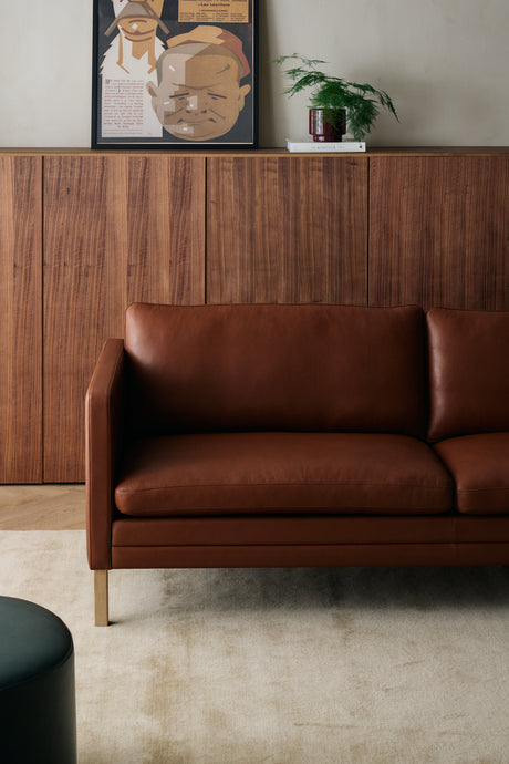 MH276 3-Sitzer Sofa in Baltique Anilinleder von Mogens Hansen - Baltique 95052 (Rot) - Jacobsen Plus