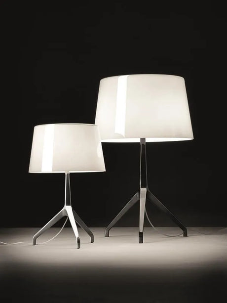 Lumiere XXS/XXL Tischleuchte von Foscarini - Aluminiumrahmen / Weiß / Small mit Lichtdimmer - Jacobsen Plus