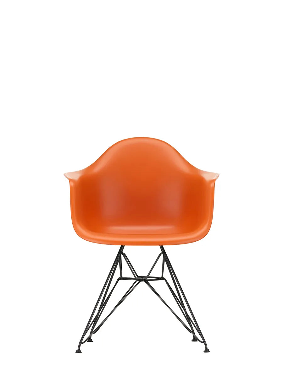 Eames Plastic Armchair DAR, Schwarz Pulverbeschichtung von Vitra