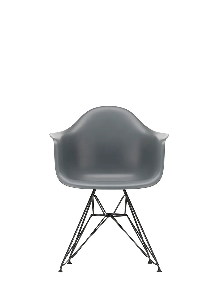 Eames Plastic Armchair DAR, Schwarz Pulverbeschichtung von Vitra - Granitgrau - Jacobsen Plus