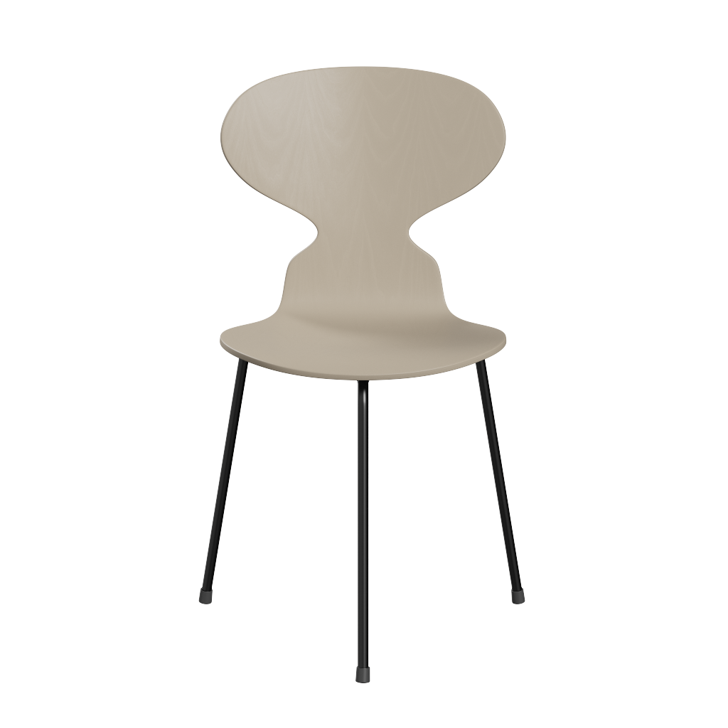 3100 Myren med 3 ben, sort stel af Arne Jacobsen - Farvet finér - Ask - Lys Beige (135) - Jacobsen Plus
