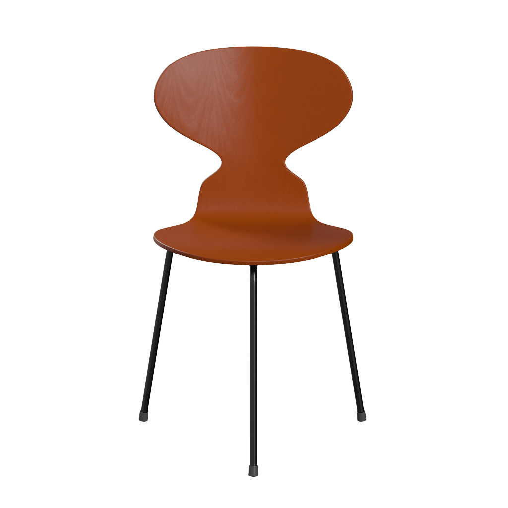 3100 Myren med 3 ben, sort stel af Arne Jacobsen - Farvet finér - Ask - Paradise Orange (575) - Jacobsen Plus
