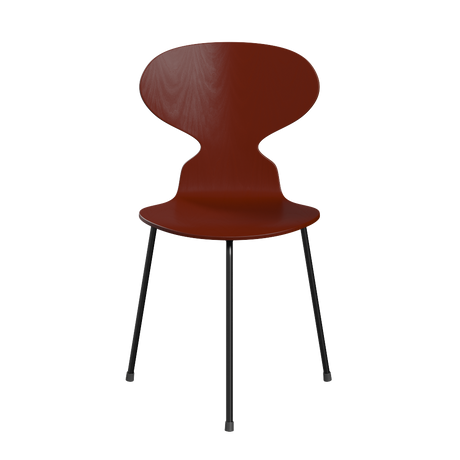 3100 Ant Chair mit 3 Beinen, schwarzem Gestell von Arne Jacobsen - Farbene Furnier - Esche - Venetian Red (675) - Jacobsen Plus
